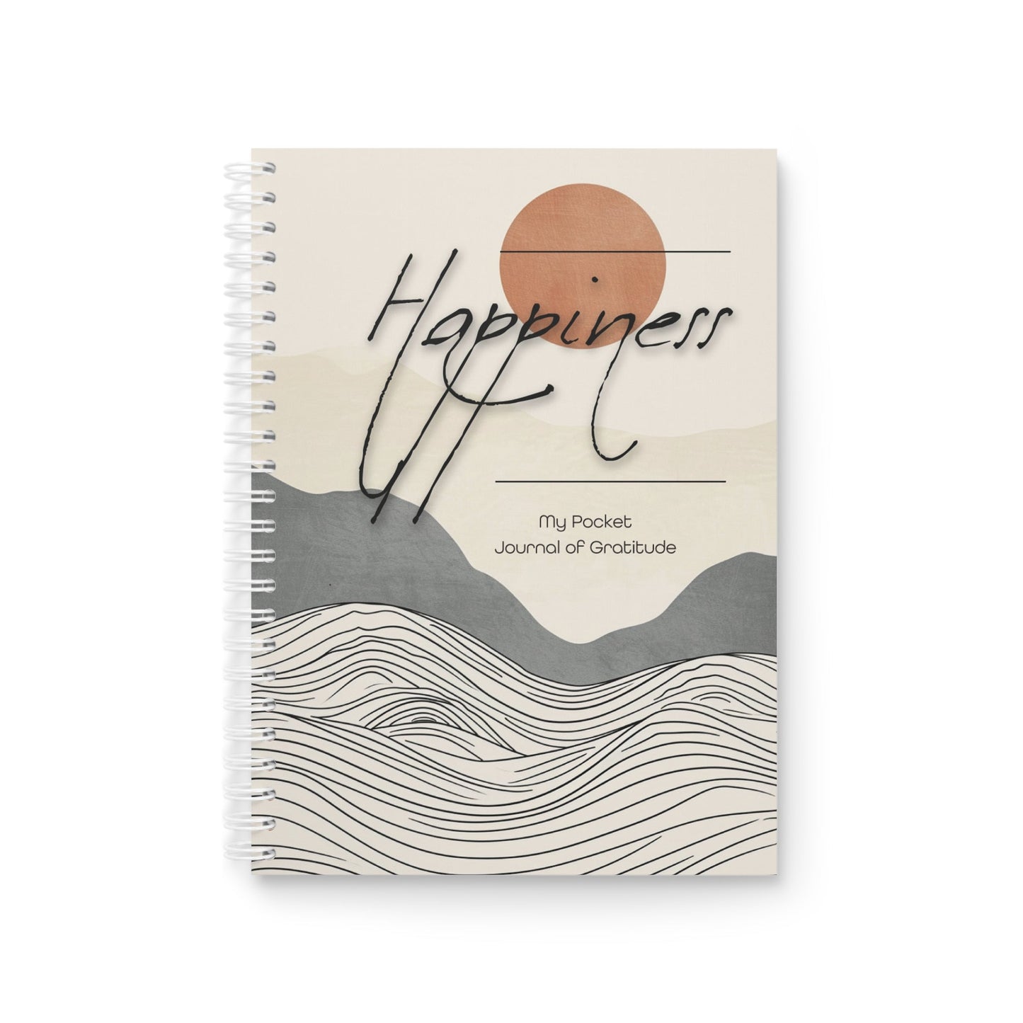 Happiness Pocket Journal of Gratitude - Waves / Spiral