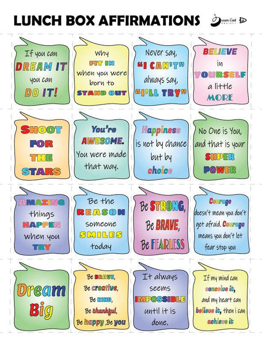 Lunch Box Inserts - Daily Positive Affirmations - Digital 